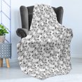 thumbnail image 4 of Floral Soft Flannel Fleece Throw Blanket, Uncolored Summer Flowers with Stems Peduncle and Leaves Graphic, Cozy Plush for Indoor and Outdoor Use, 50" x 60", Charcoal Grey White, by Ambesonne, 4 of 5