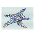 thumbnail image 1 of Starfish Cutting Board, Cartoon Styled Starfish with Summer Season Vacation Accessories Striped Backdrop, Decorative Tempered Glass Cutting and Serving Board, Large Size, Multicolor, by Ambesonne, 1 of 1