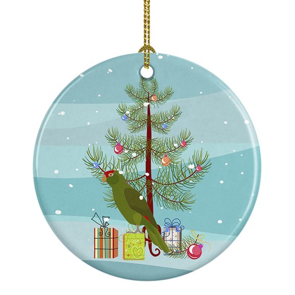 Amazon Parrot Merry Christmas Ceramic Ornament 2.8 in x 2.8 in