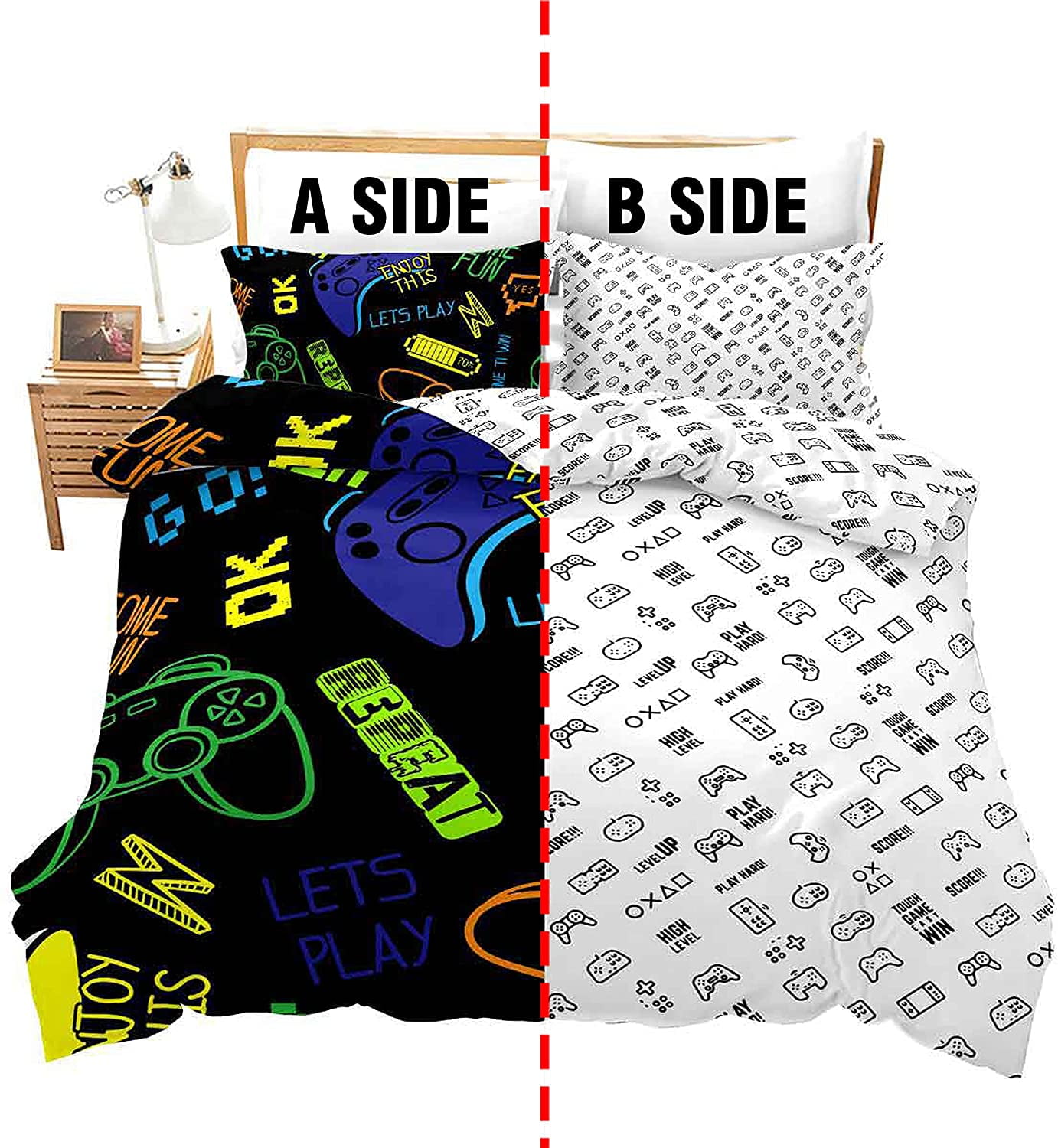 Gaming Bedding Set for Kids Boys Full Size Gamer Room Decor Video Game