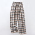 thumbnail image 2 of HAiming Men's Plaid Pants Cotton Elastic Drawstring Wide Leg Trousers with Pocket Soft Loungewear Fashion Clothes, 2 of 3