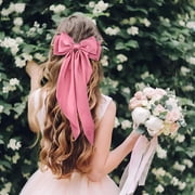Big Hair Bows for Women, 10Pcs Big Hair Ribbon with Long Tail, Long Silky Satin Hair Clip for Girls, Colorful French Style Barrettes Large Hair Accessories, Cute Gifts for Little Girl Womens