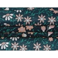 thumbnail image 5 of oneOone Velvet Teal Blue Fabric Leaves & Flower Dress Material Fabric Print Fabric By The Yard 58 Inch Wide-T6, 5 of 7