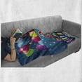 thumbnail image 6 of 30th Birthday Soft Flannel Fleece Throw Blanket, Colorful Flying Balloons and Curly Ribbons on the Starry Background Print, Cozy Plush for Indoor and Outdoor Use, 50" x 70", Multicolor, by Ambesonne, 6 of 6