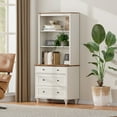 thumbnail image 4 of Tall White Bookcase with 3 Drawers, 3-Tier Open Book Shelf, Large Wooden Farmhouse Bookshelves Suitable for Living Room, Bedroom, Home Office, and Kitchen, 72 Inches, 4 of 8