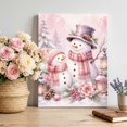 thumbnail image 2 of Canvas Wall Art, Pink Christmas Framed Canvas Prints for Kitchen Bedroom, Xmas Snowman Pine Trees Cones Floral Boho Small Gallery Wrapped Wall Decor for Home Office, Gifts, 8"x12" Ship Next Day, 2 of 9