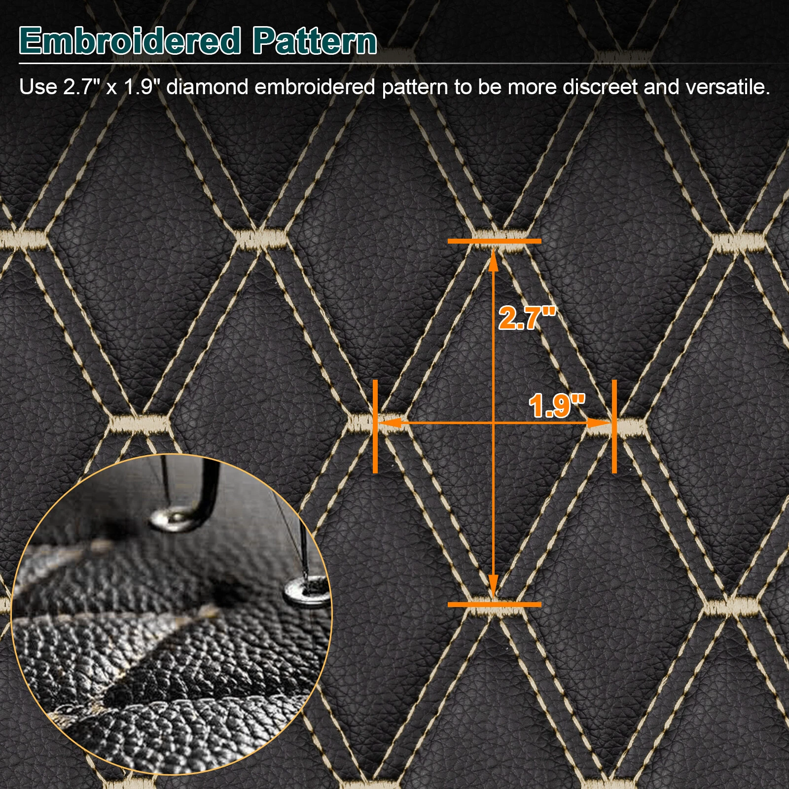 63" W Automotive Headliners Fabric, Waterproof Vinyl Faux Leather Upholstery Material Foam Backed for Car Seat Trunk Floor Mat Furniture Chair DIY Black 2 Yard