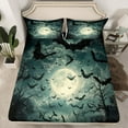 thumbnail image 2 of Manfei Spooky Bats Full Size Sheets,Happy Halloween Day Bed Sheets,Yellow Moon Pattern Sheet Sets For Boys Kids,Luxury Bedroom Decor,4 Pieces, 2 of 7