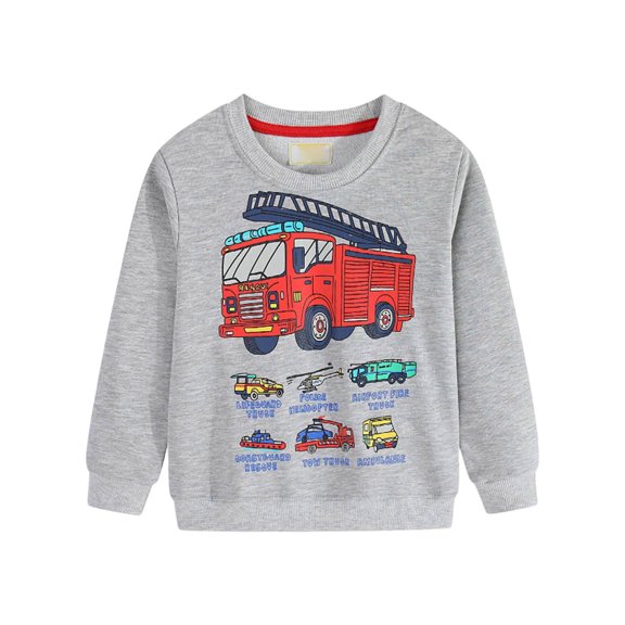 NOEGOEU Toddler Boys Sweatshirts Kids Long Sleeve Shirts Crewneck Graphic Pullover 2-9 Years (Grey,6-7 Years)
