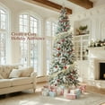 thumbnail image 3 of Qunler 9ft Pre-Lit Snow Flocked Artificial PE+PVC Christmas Tree with 450 Warm White 8 Modes LED Lights, Green, 3 of 9