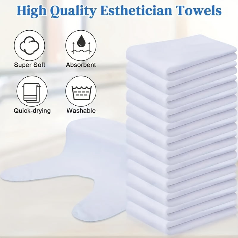 12Pcs U Shaped Spa Facial Towels Set, Soft Microfiber Face Wrap Towels with Split, Absorbent Spa Towels for Salon Facial Care Steam Treatment Massage