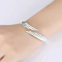 Women's Stylish Opening White Copper Silver-plated Bracelet Angel Wings