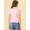 thumbnail image 4 of INSPIRE CHIC Blusa de algodón con manga farol y cuello Peter Pan para mujer Rosa XL, 4 of 5