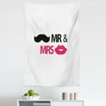thumbnail image 1 of Retro Tapestry, Funny Stencil Art Lips Moustache Mr and Mrs Retro Design Art Print, Fabric Wall Hanging Decor for Bedroom Living Room Dorm, 5 Sizes, Black Pink White, by Ambesonne, 1 of 1