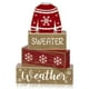 thumbnail image 1 of Juego de suéteres navideños con estampado de líneas para decoración de mesa de madera, 4 unidades, 1 of 7