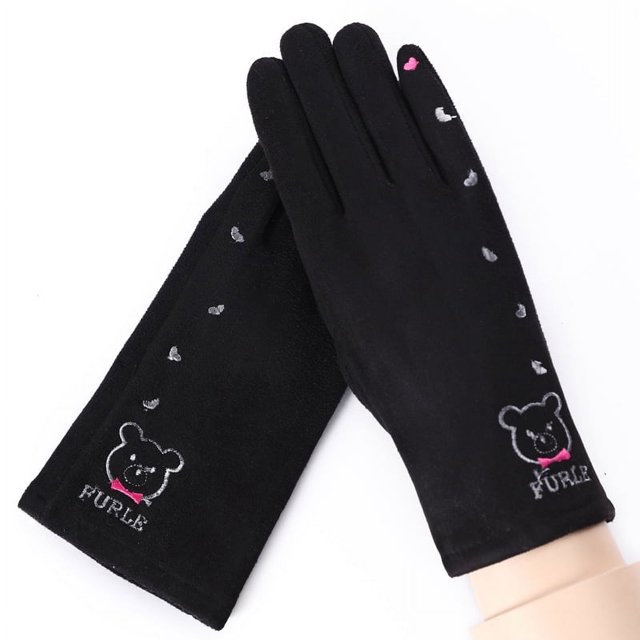 Guantes cálidos N915 de gamuza de invierno para mujer, de doble capa y con acolchado de terciopelo, para montar con pantalla táctil
