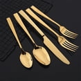 thumbnail image 5 of Scheam 5 Pcs Matte Satin Finish Flatware,Stainless Steel Knives Forks and Spoons Set,Mirror Polished Tableware for Home Kitchen Restaurant, Dishwasher Safe (Gold), 5 of 7