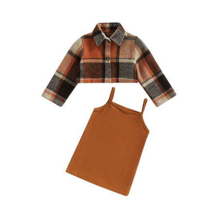 

Wassery Baby Girls 2 Piece Outfits Casual Sleeveless Party Dress and Plaid Long Sleeve Jacket for Beach Summer Clothing