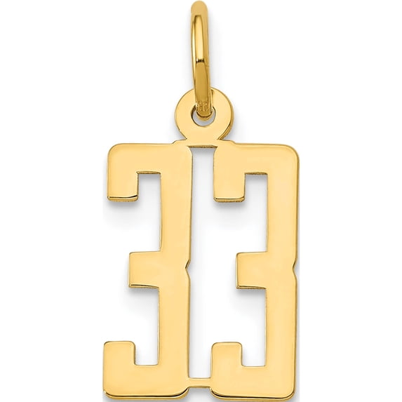 14K Yellow Gold Small Elongated Number 33 Charm Made In United States les33