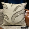 thumbnail image 5 of Sofa Cushion Cover, White 22"x22" (55x55 cm) Pillow Covers, Linen & Faux Leather Sequins Beaded & Applique Throw Pillows For Sofa, Animal Pattern Modern Style - Animal Spur, 5 of 10
