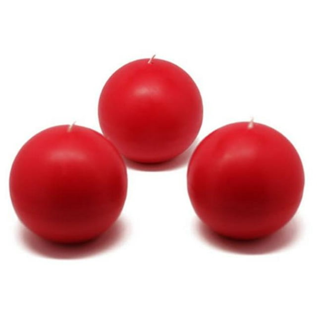 Jeco CBZ-019-6 3 in. Ball Candles, Red - 36 Piece