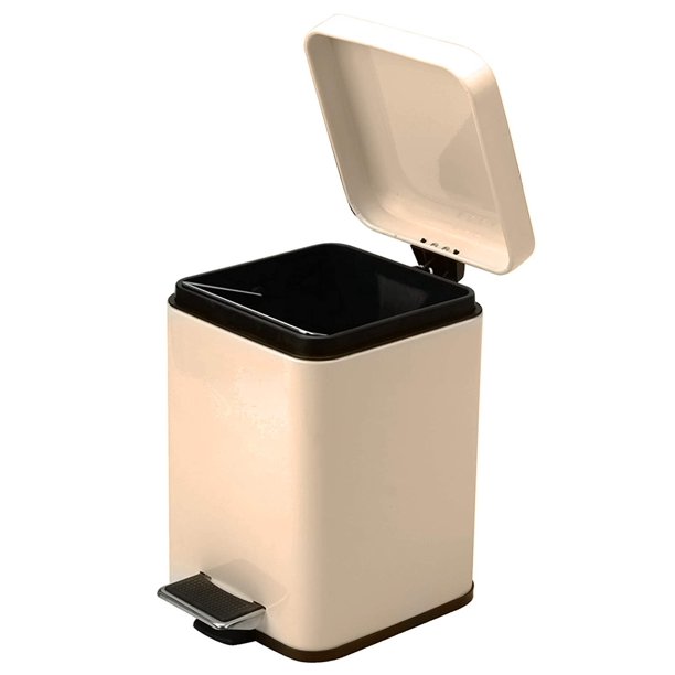 Steel Step Trash Can 8 gal. Beige Waste Can with Plastic Liner 11.5 x