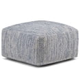thumbnail image 1 of Nate Boho Square Pouf in Patterned Denim Blue Melange Cotton, 1 of 6