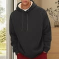 thumbnail image 4 of Fleece Pullover Winter Men Hoodie Velvet Lined Drawstring Loose Long Sleeves Thermal Plus Size Mid Length Top Lambswool Hoodie, 4 of 8