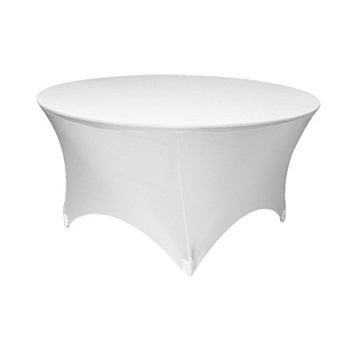 GFCC 5FT White Round Stretch Tablecloth 60 Inch Spandex Tablecloth