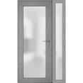 thumbnail image 2 of Front Exterior Prehung Metal-Plastic Door Frosted Glass / Manux 8102 Grey Ash / Side Window / Office Commercial and Residential Doors Entrance Patio Garage 42" x 80" Left-hand Inswing, 2 of 5
