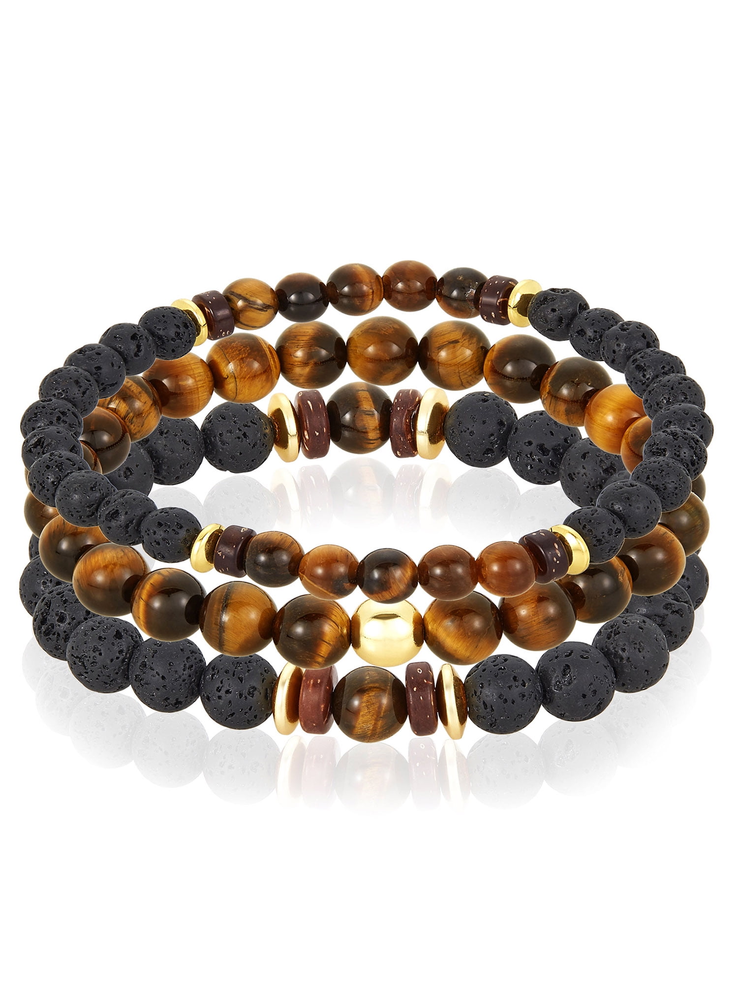 Coconut Wood Hematite And Tiger Eye Ball Beads Necklace 