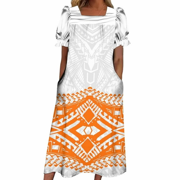 Polynesian Dress Summer Short Sleeve Mumu Dress Hawaii Loose Casual Dress Custom Fashion Pattern