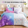 thumbnail image 2 of Btargot 6Pcs Reversible Gradient Glitter Colorful Galaxy Twin Comforter Set for Kids Girls Purple, 2 of 11