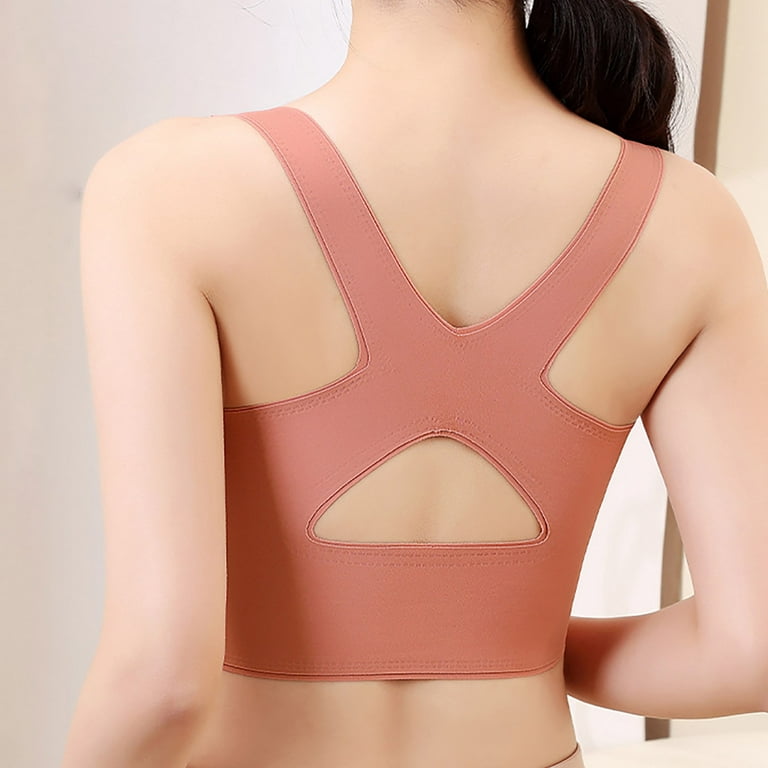 EHQJNJ Nursing Bras Back Side Buckle Sports Bra Adjustable Support Yoga  Seamless Correction Sports underwear Backless Bras for Women Padded