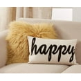 thumbnail image 2 of Fennco Styles Contemproary Embroidered Decorative Throw Pillow Cover 12x20 Inch, Happy, 2 of 2