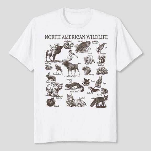 Unisex North American Wildlife Graphic T-Shirt, Sizes S-5XL, Tbun