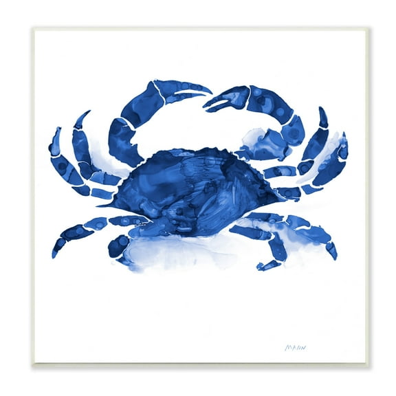 Stupell Industries Detailed Crab Wildlife Blue Ocean Sea Life Painting Unframed Art Print Wall Art, Design by Patti Mann