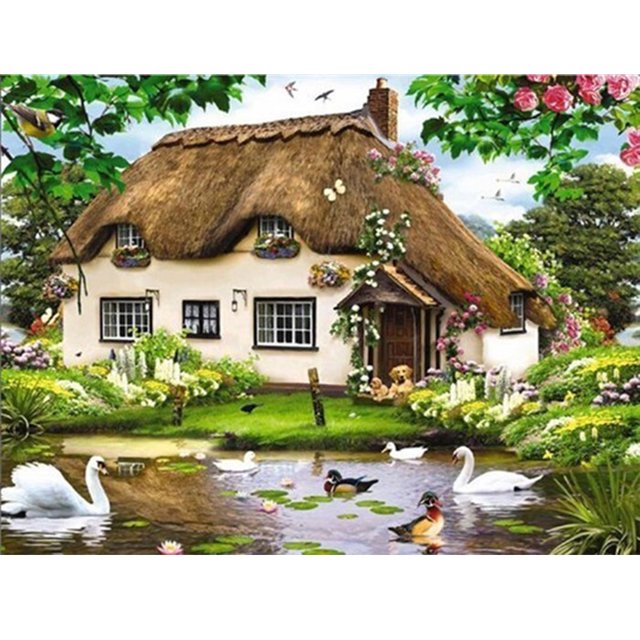 Wdftyju Kit de pintura de diamantes 5D paisaje cuadro de mosaico de diamantes cuadrado completo arte Wdftyju 6mv5xl3hf4aj7gk8