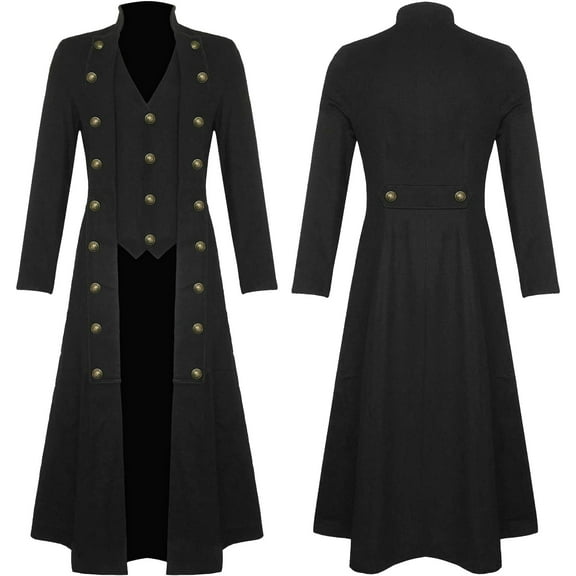 Sentmoon Vintage Trench Coat for Women 2024 Regular Halloween Costumes,Gothic Punk Jackets for Women Modern Fit Coats Black S