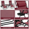 thumbnail image 6 of Outsunny Zero Gravity Chair Set with Side Table, Adjustable & Folding Reclining Lounge Chairs, Anti-Gravity Chairs with Cupholders & Pillows, Red, 6 of 9