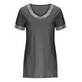 thumbnail image 4 of up to 60% off Gifts Usmixi Cute Tops for Women Short Sleeve V-Neck Solid T shirts Summer Lightweight Cold Shoulder Plus Size Tunic Blouse Dark Gray XXXL Clothes, 4 of 6