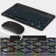 thumbnail image 3 of Teclado Bluetooth retroiluminado para iPad, teléfono móvil, tableta, teclado luminoso de siete colores, ratón, apto para ruso y español, 3 of 5