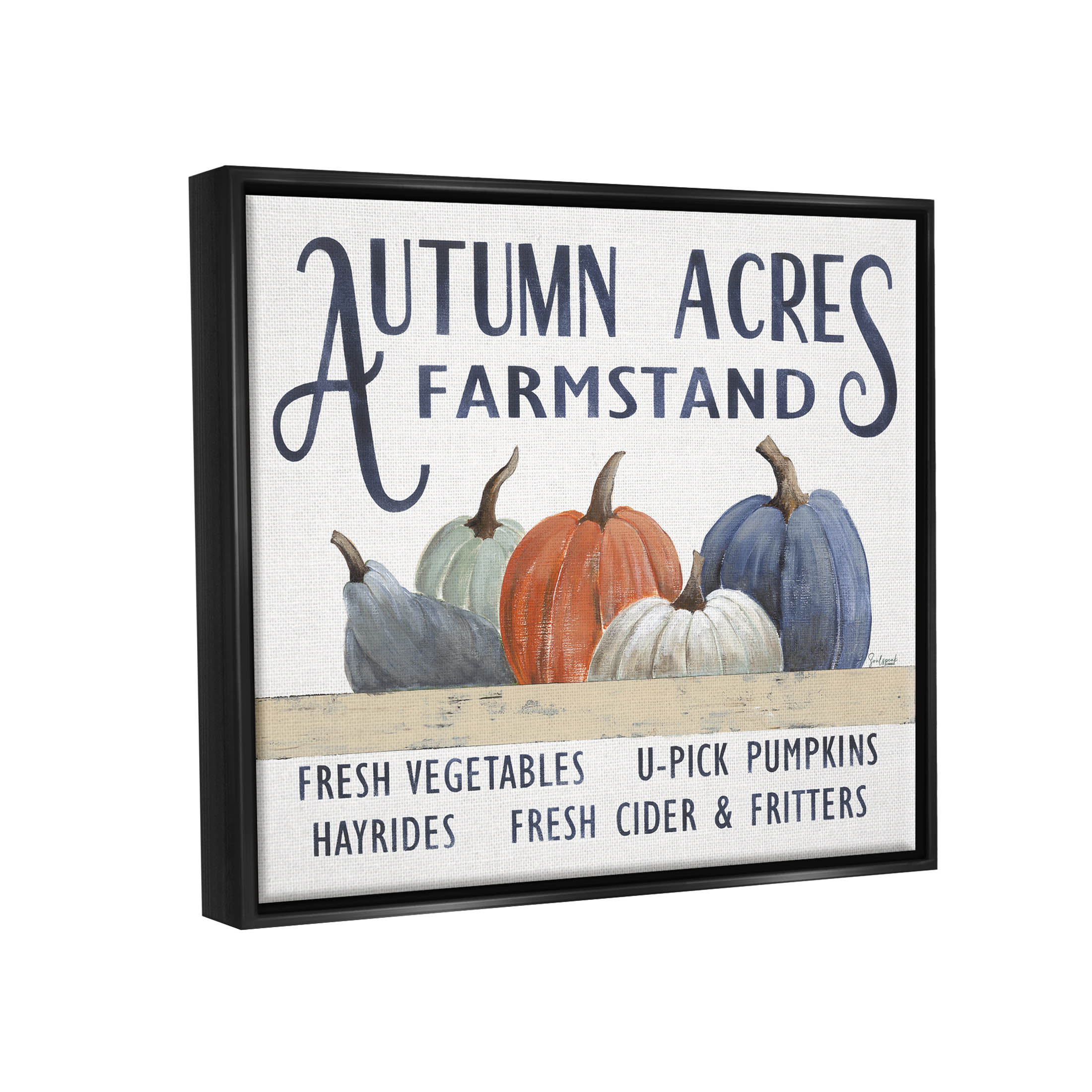 Autumn Acres Farmstand Fall Signage Holiday Graphic Art Jet Black Framed Art Print Wall Art