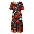 thumbnail image 4 of Halloween Dresses for Women Summer Comfy Funny Pumpkin Ghost Medieval Dress Short Sleeve Renaissance Loose Fit Flowy Midi Halloween Costumes Dresses Red M, 4 of 6