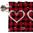 thumbnail image 3 of Hearth Valances for Windows, Buffalo Plaid Kitchen Curtains Valances, Romantic Heart Rod Pocket Window Valances for Living Room, 54" W x 18" L, 1 Panel, 3 of 5