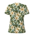thumbnail image 3 of Uemuo Lilies Flowers Drawing Women's Deep V-Neck Low Cut Tops - Casual Loose Fit with Stainless Steel Loop, Soft, Breathable, Perfect for Office, Travel, and Daily Wear-Medium, 3 of 5
