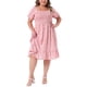 thumbnail image 1 of GRACE & GRANDEUR Vestido de Talla Grande para Mujeres con Mangas Cortas Voladas, Corte Flare, Fluido, Estampado Floral, Midi, 3X Rosa Blanco, 1 of 7