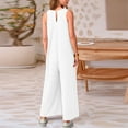 thumbnail image 6 of pstuiky Womens Jumpsuits Dressy, Solid Color Loose Long Palazzo Pants Outfits for Vacation Fashion Rompers for Women White XL, 6 of 7
