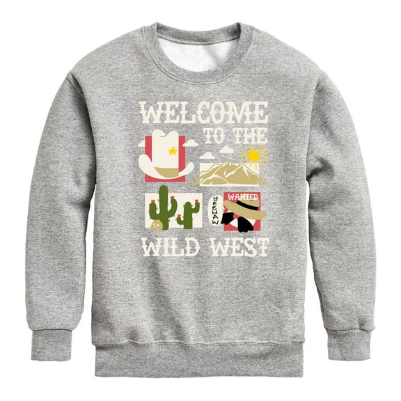 Instant Message - Welcome To The Wild West - Toddler & Youth Crewneck Fleece Sweatshirt