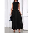 thumbnail image 3 of BTFBM Summer Dresses for Women Mock Neck Sleeveless High Waist Flowy Aline Maxi Spring Wedding Guest Dress Cocktail, 3 of 9
